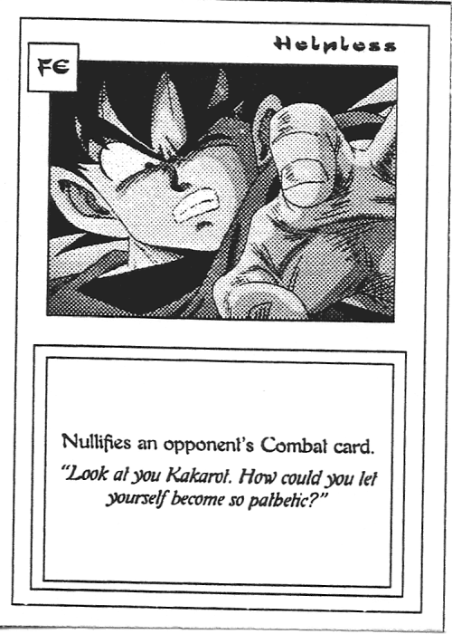 Scan of 'Helpless' playtest card