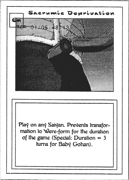 Scan of 'Sacrumic Deprivation' playtest card